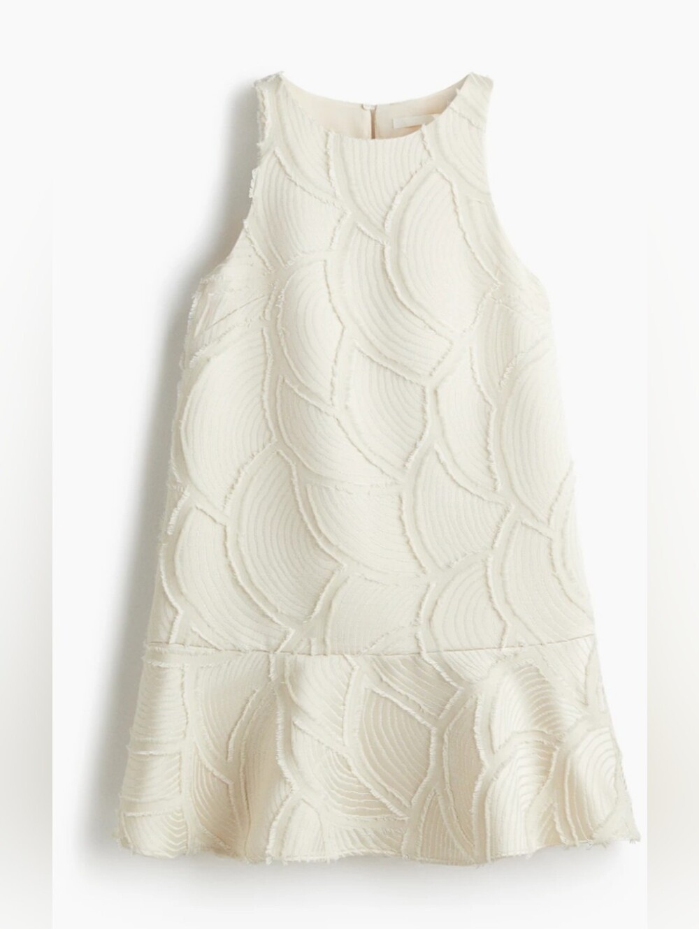 H&M Jacquard Textured Ivory Sleeveless Shift Dress